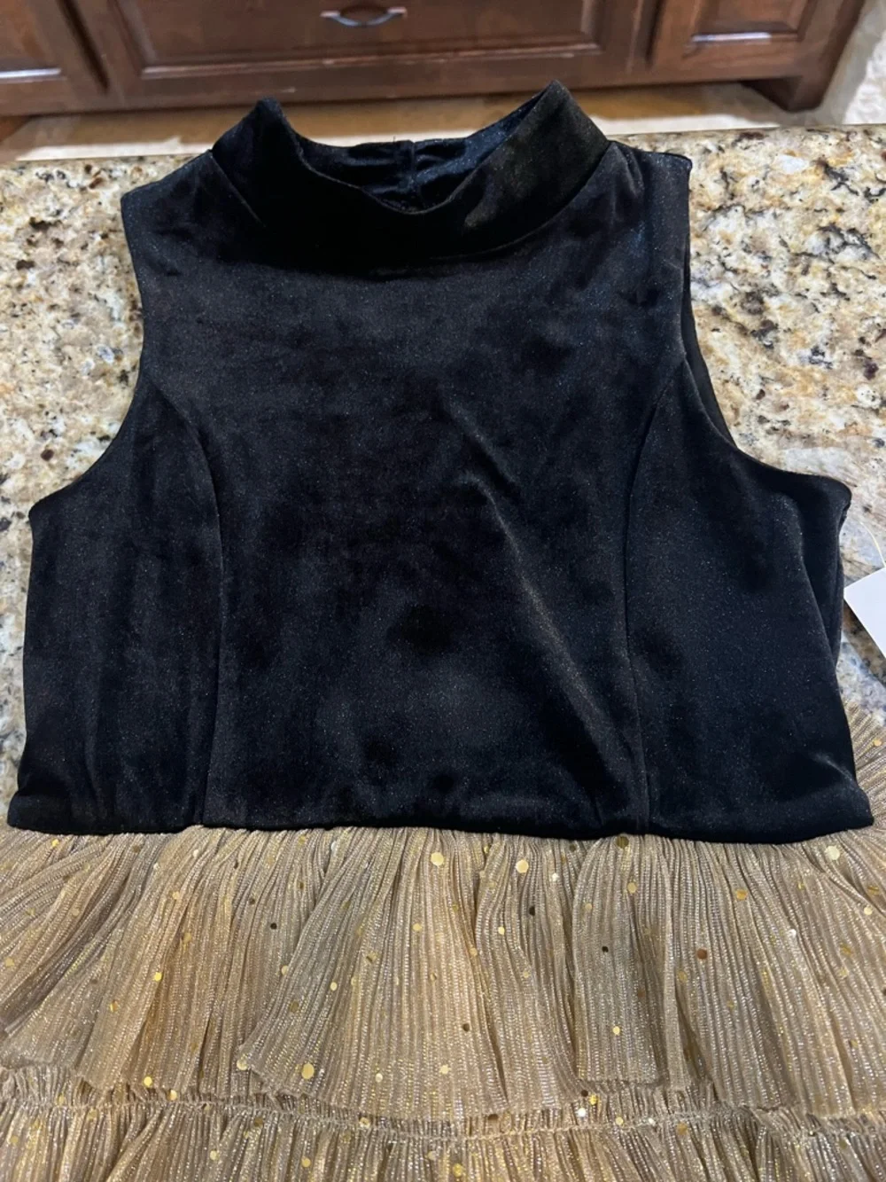 Zunie Black & Gold Tiered Tulle Party Dress for Girls